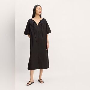 New Everlane The Supima® Puff-Sleeve Dress in Black Size M